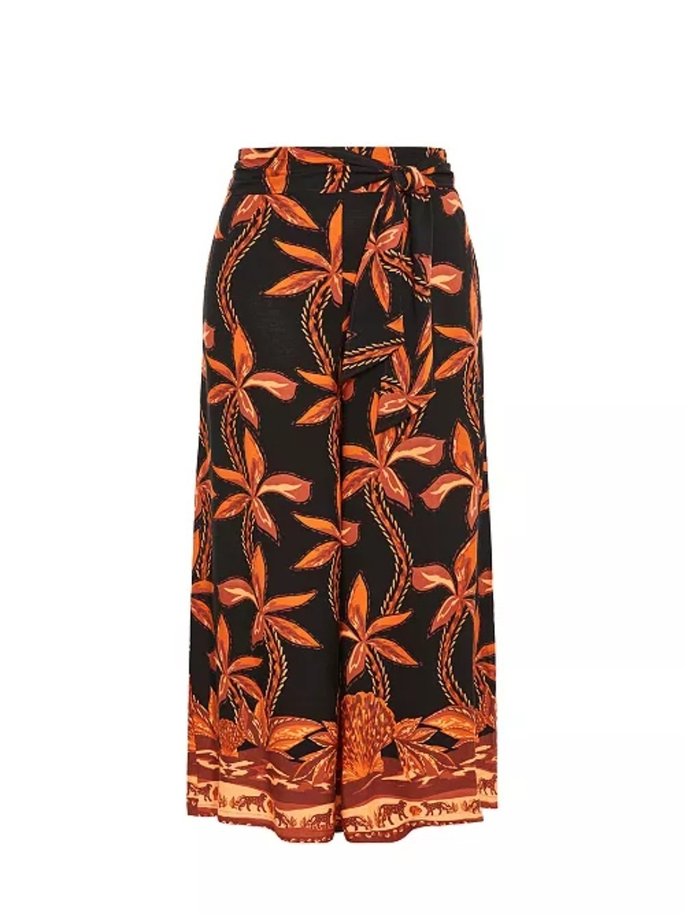 Women’s Black & Orange Floral Wrap Skirt